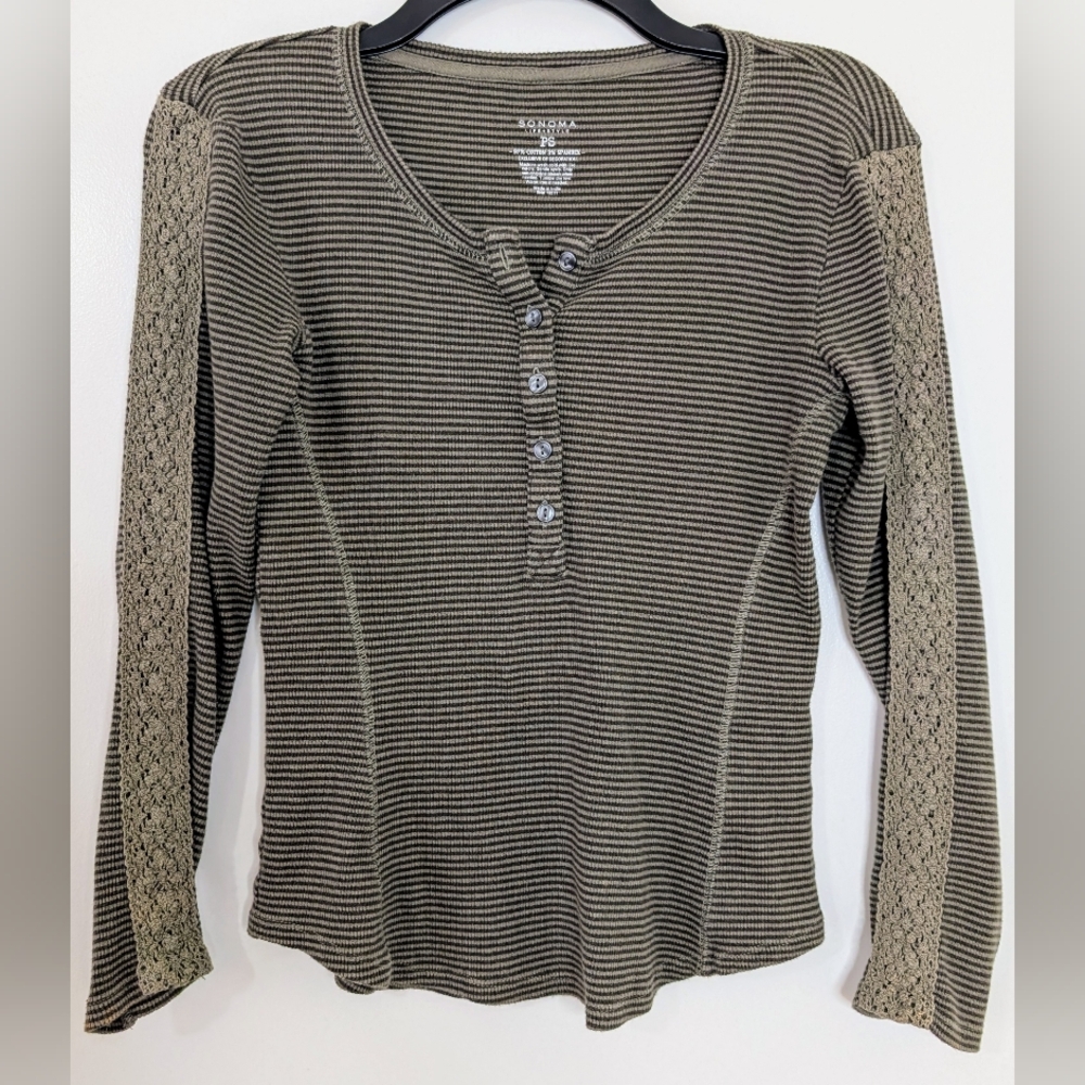 London Style Olive Striped Women's Top